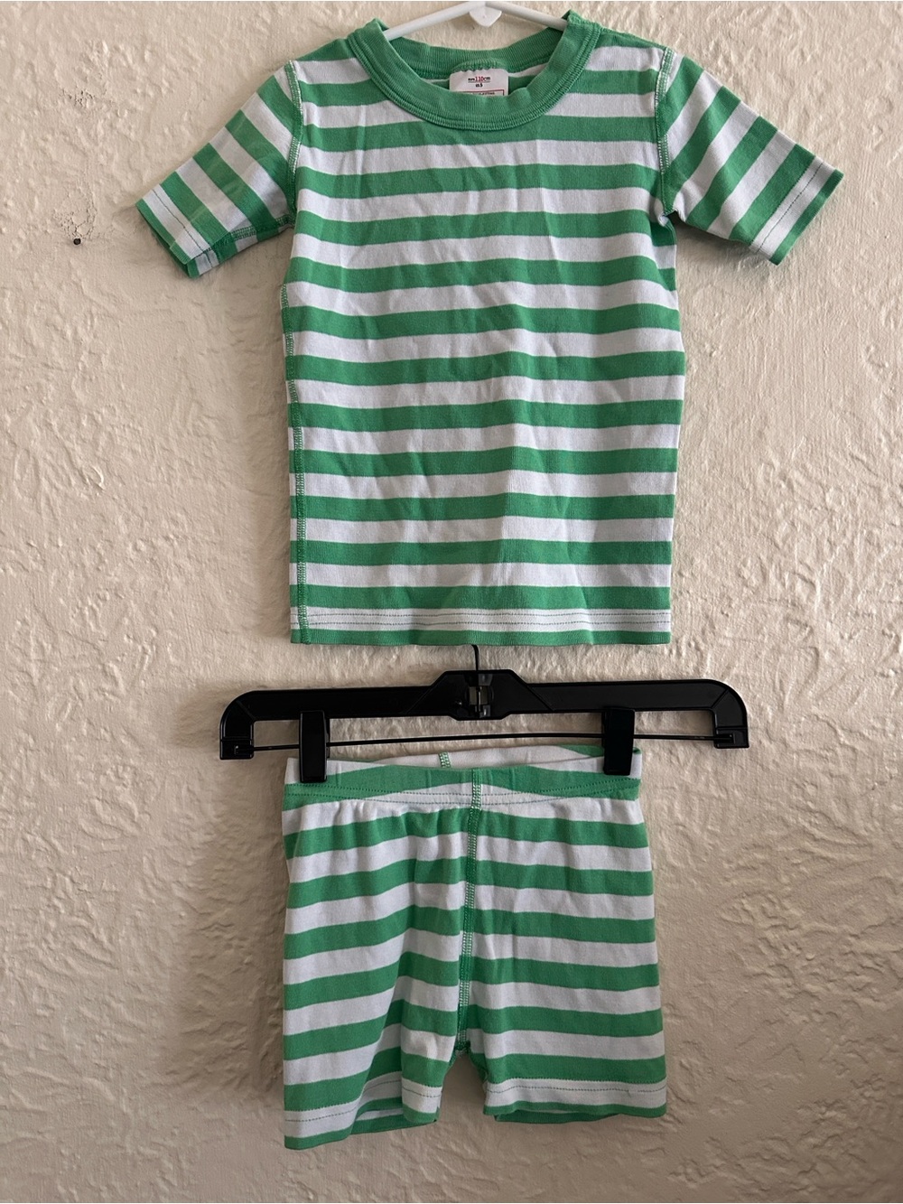 Hanna Andersson Striped Short John Pajama Set Green White Kids Children’s 5